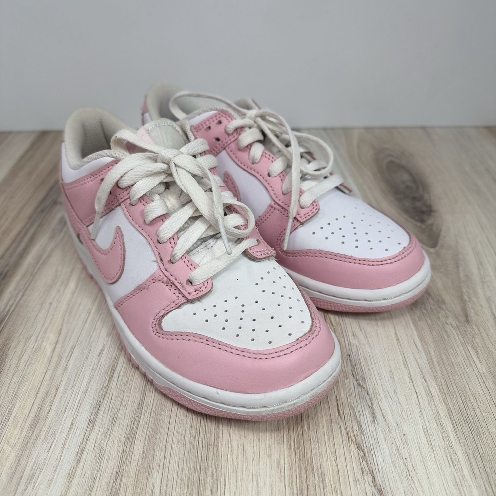 Nike Dunk Low Pink Foam White Leather Sneakers Girls' Youth 4Y